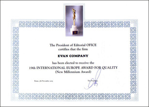 19th INTERNATIONAL EUROPE AWARD FOR QUALITY